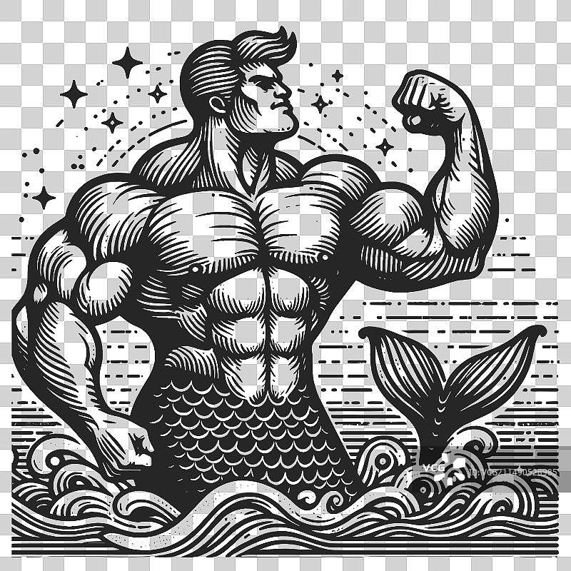 肌肉人鱼男图片素材