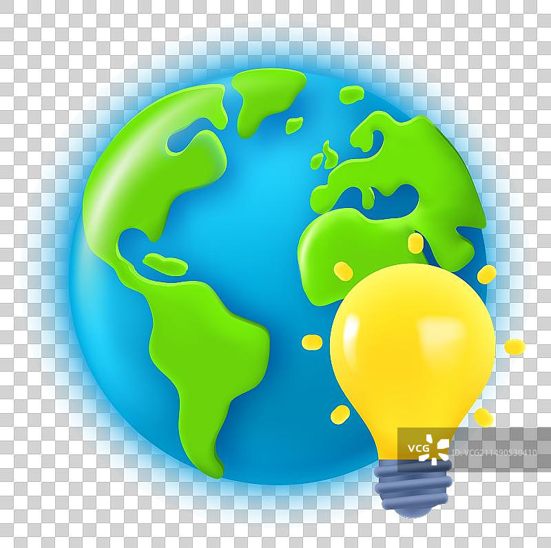 3D灯泡地球图片素材