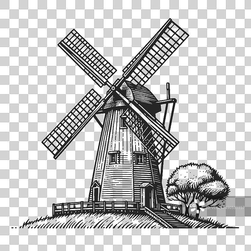 传统风车雕刻图案图片素材