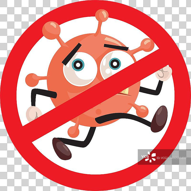 卡通病毒角色警示牌图片素材