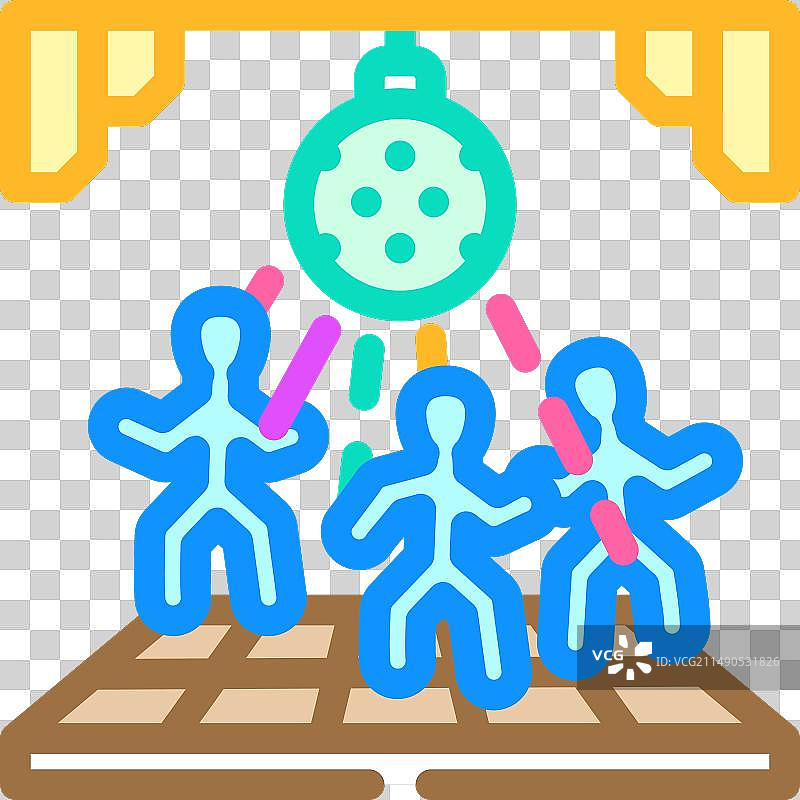 迪斯科派对厚底鞋彩色图标图片素材