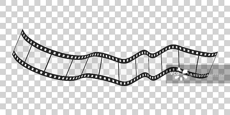 电影胶片和扭曲的电影胶带3D胶片图片素材