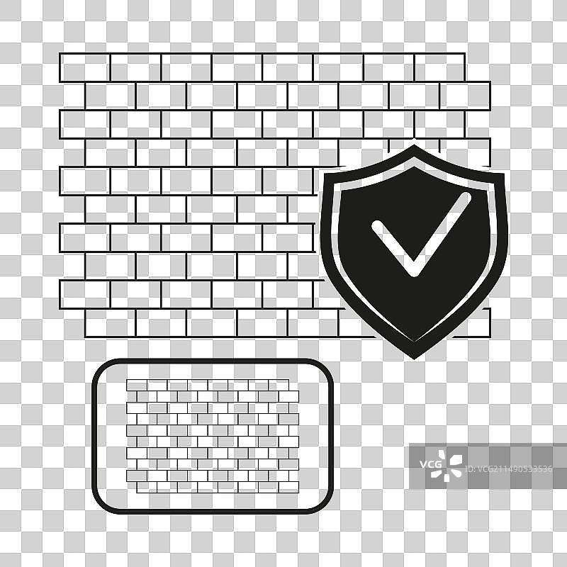 防火墙安全检查砖墙图标图片素材