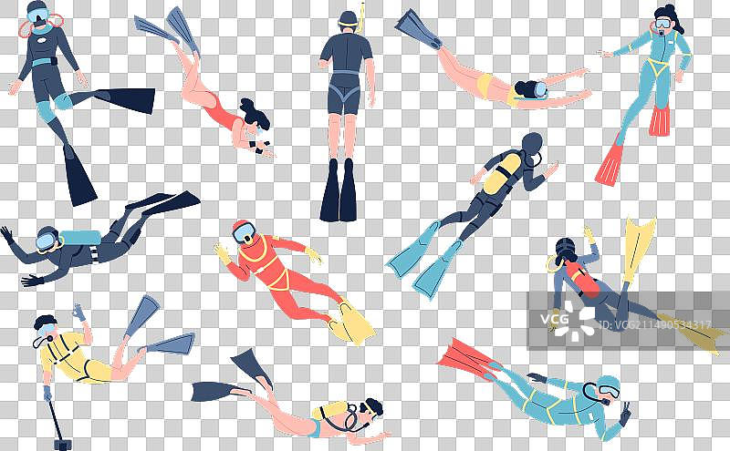 潜水员角色与氧气潜水图片素材