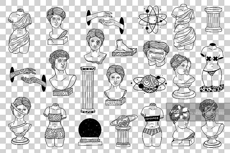 希腊古代雕像超现实元素图片素材