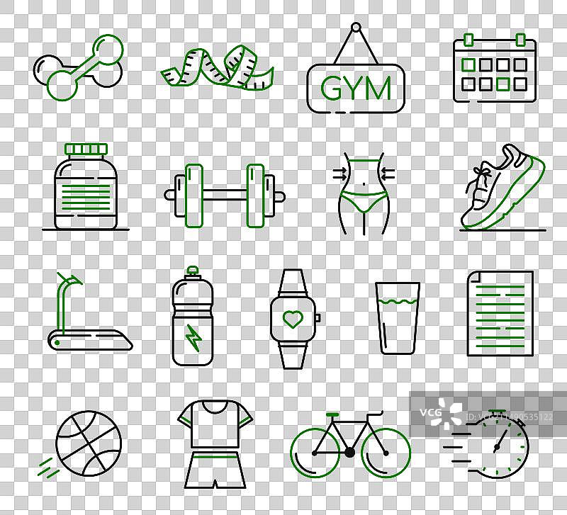 健身活动细线图标图片素材