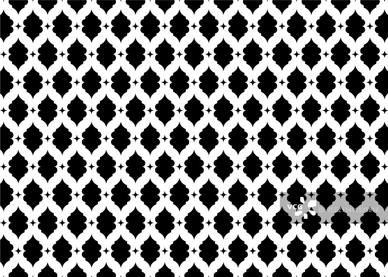 黑白摩洛哥四叶形瓷砖阿拉伯图案图片素材