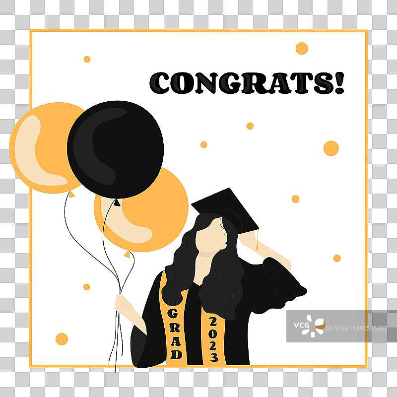 女孩毕业礼服帽子贺卡图片素材