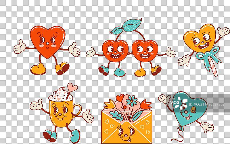 复古情人节角色套装图片素材