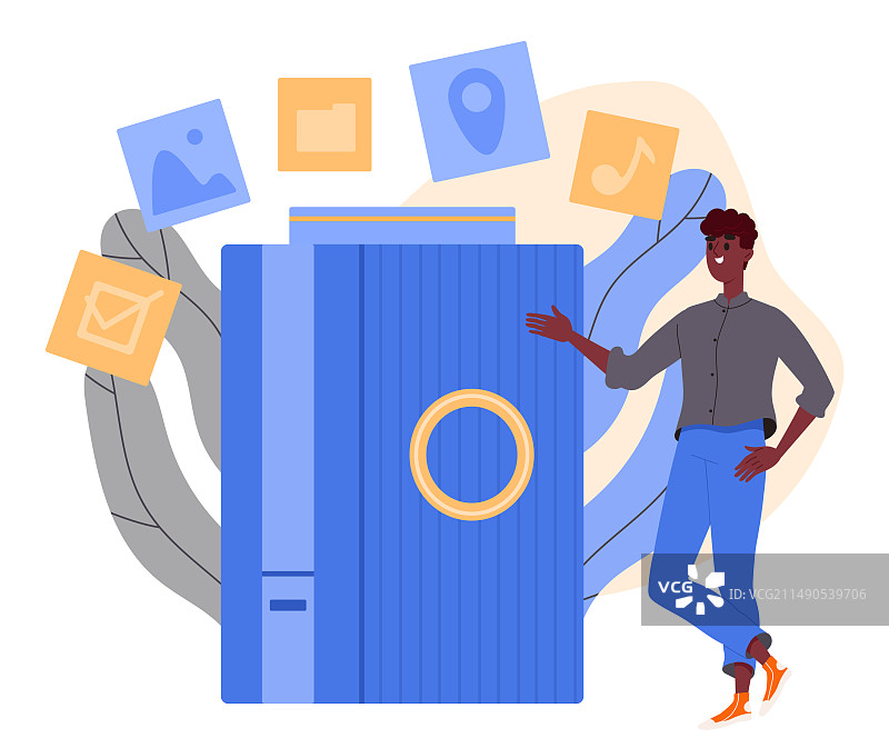 拥有智能专栏的男人图片素材