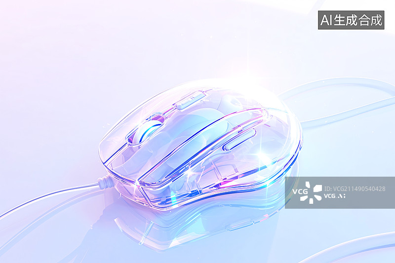 【AI数字艺术】电脑鼠标元素蓝色背景图片素材