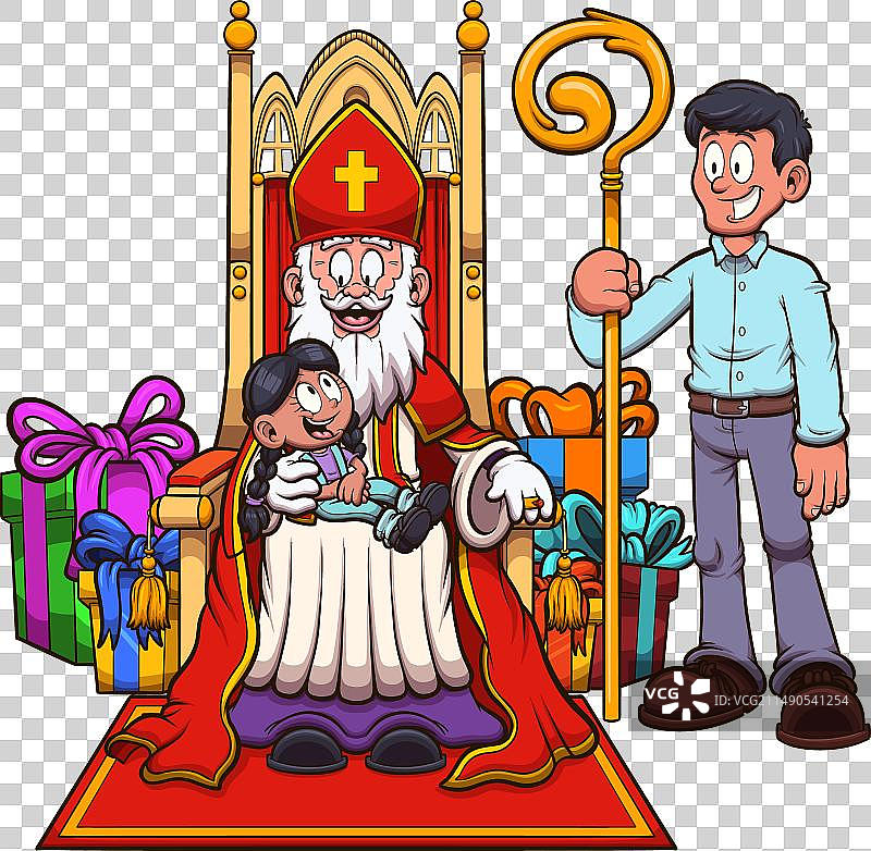卡通圣诞老人和孩子图片素材