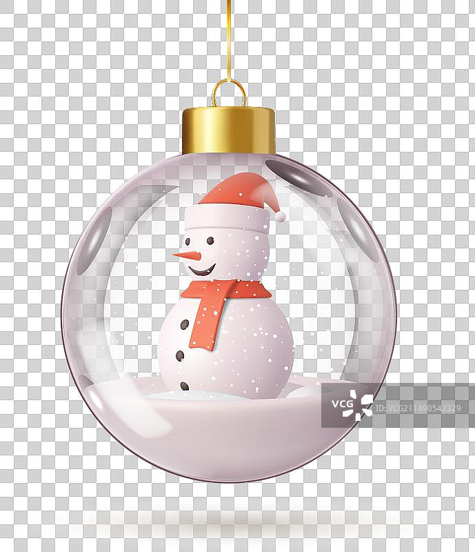 3D透明雪人圣诞球图片素材