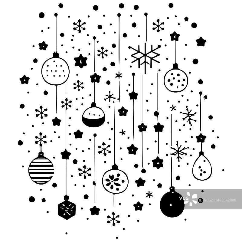 儿童涂鸦装饰雪花圣诞节图片素材