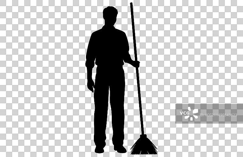 男人管家剪影清洁图片素材