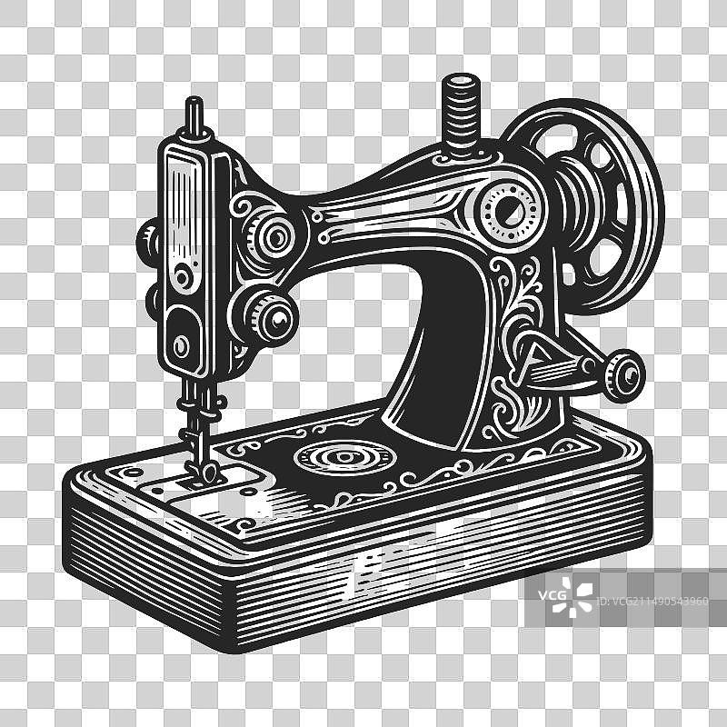 复古缝纫机草图图片素材