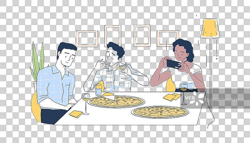 简单的披萨派对人物图片素材