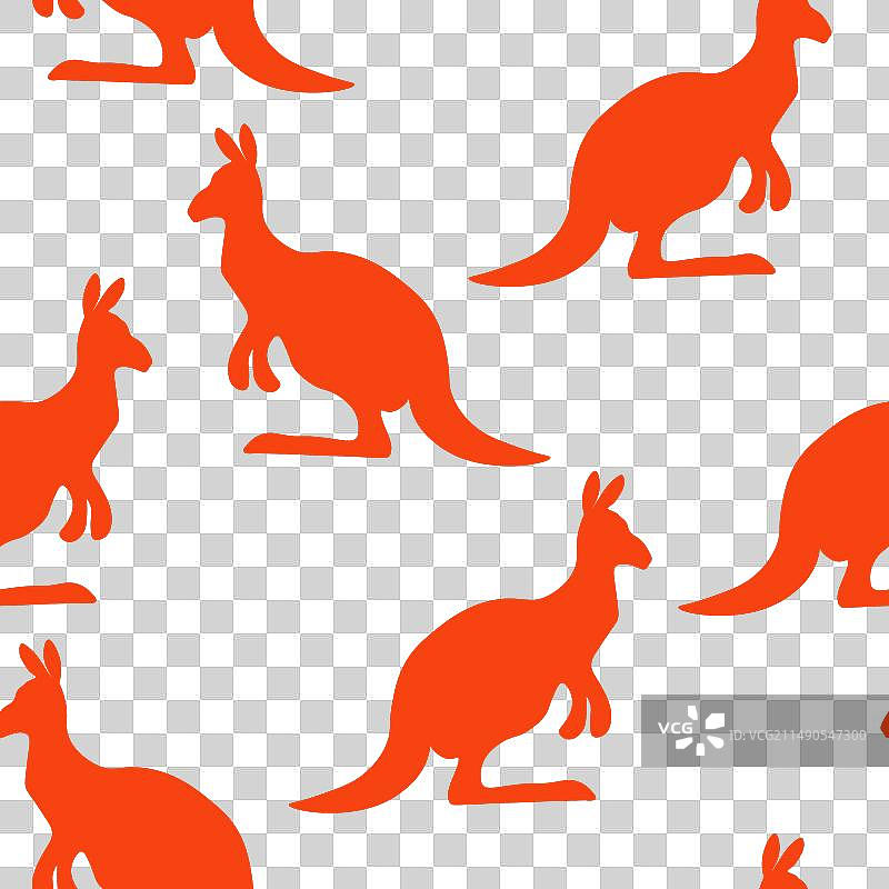 彩色袋鼠剪影无缝图案图片素材