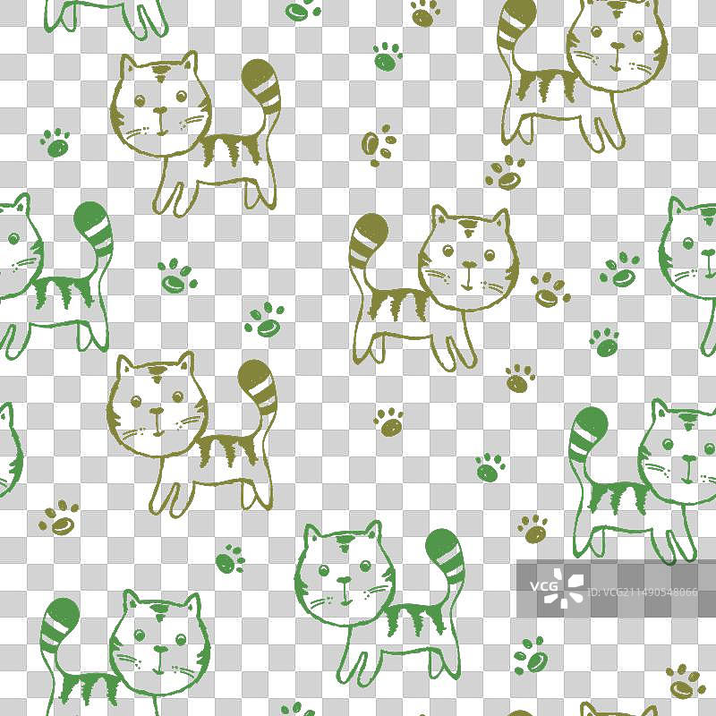 可爱小猫印花无缝图案图片素材