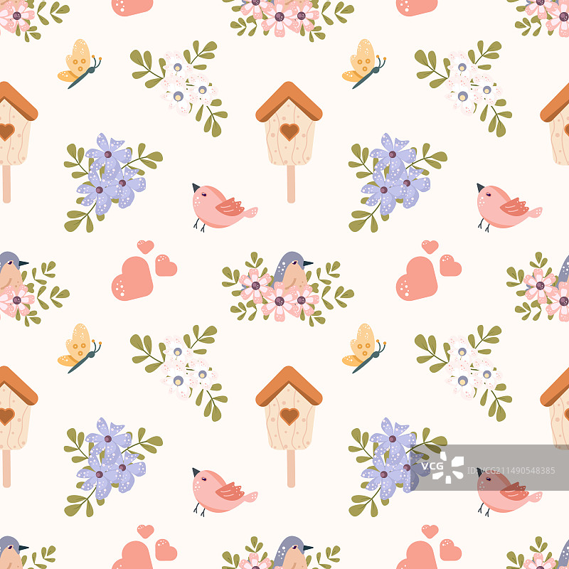 儿童风格复活节快乐无缝图案图片素材