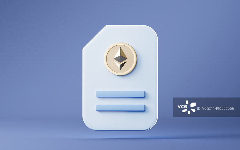 以太坊与加密货币概念三维渲染图片素材