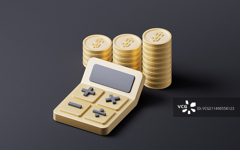 卡通风格计算器三维渲染图片素材