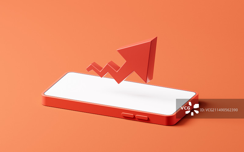 手机与手机上箭头三维渲染图片素材