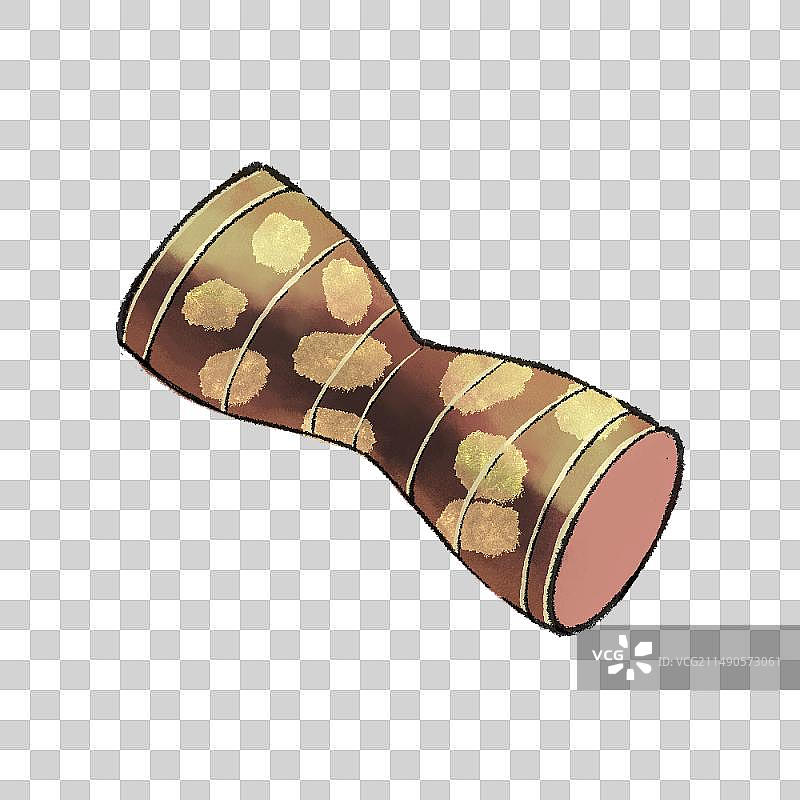 手绘中国古代民族乐器素材，鼓，腰鼓。图片素材