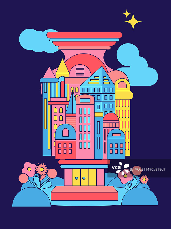 建筑城市创意插画图片素材