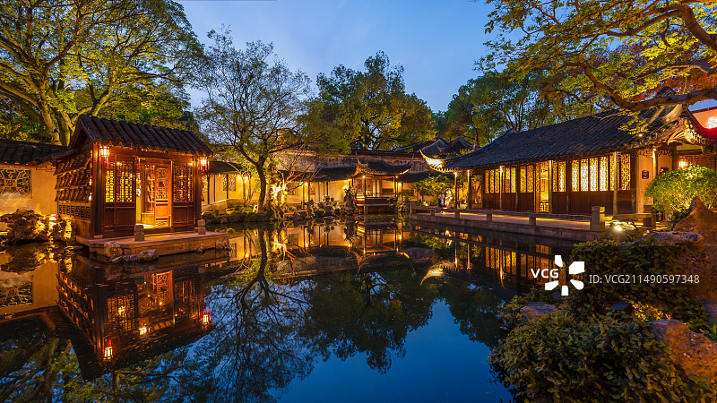 同里退思园夜景图片素材