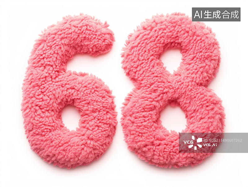 【AI数字艺术】粉色色毛绒数字68，高考概念图片素材