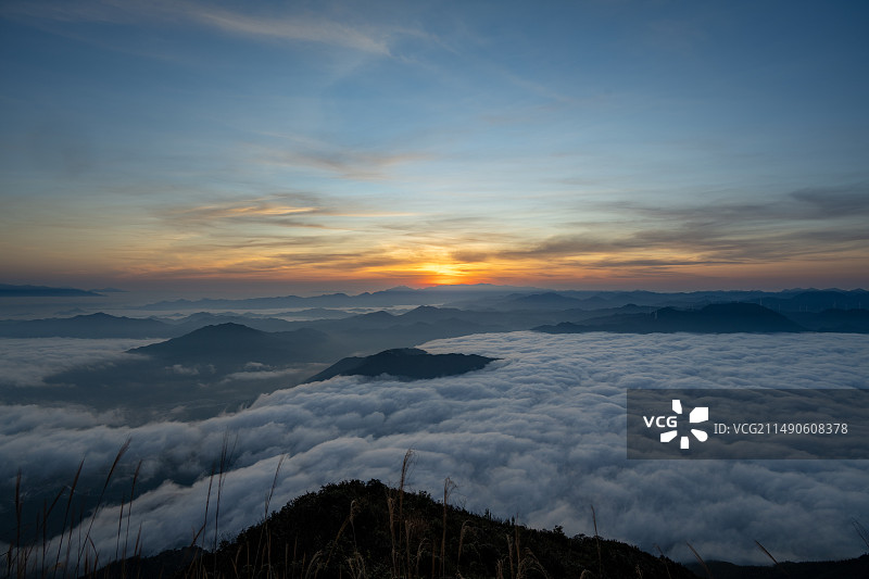 蓝山县云海日出朝霞图片素材