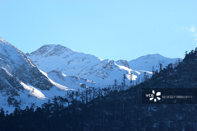 阳光下的雪山长焦特写图片素材