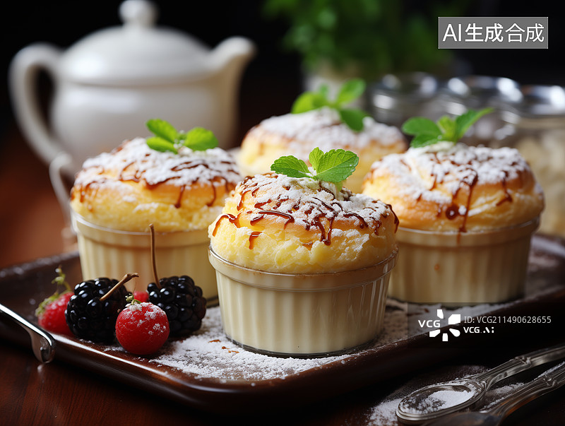 【AI数字艺术】美味西式小点心蛋奶酥图片素材