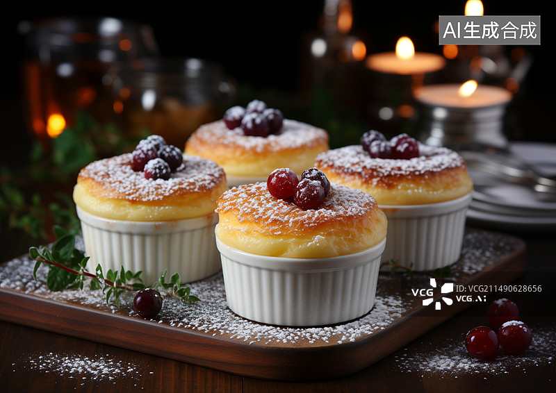 【AI数字艺术】美味西式小点心蛋奶酥图片素材