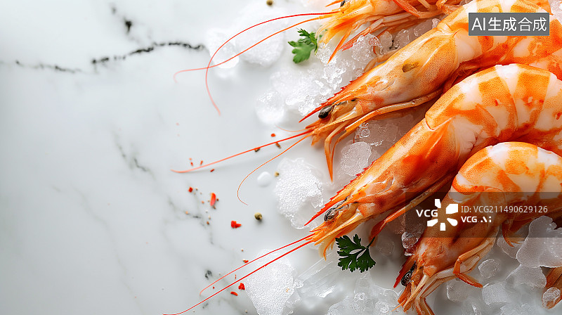 【AI数字艺术】俯拍角度龙虾海鲜背景图片素材