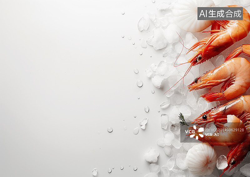 【AI数字艺术】俯拍角度龙虾海鲜背景图片素材