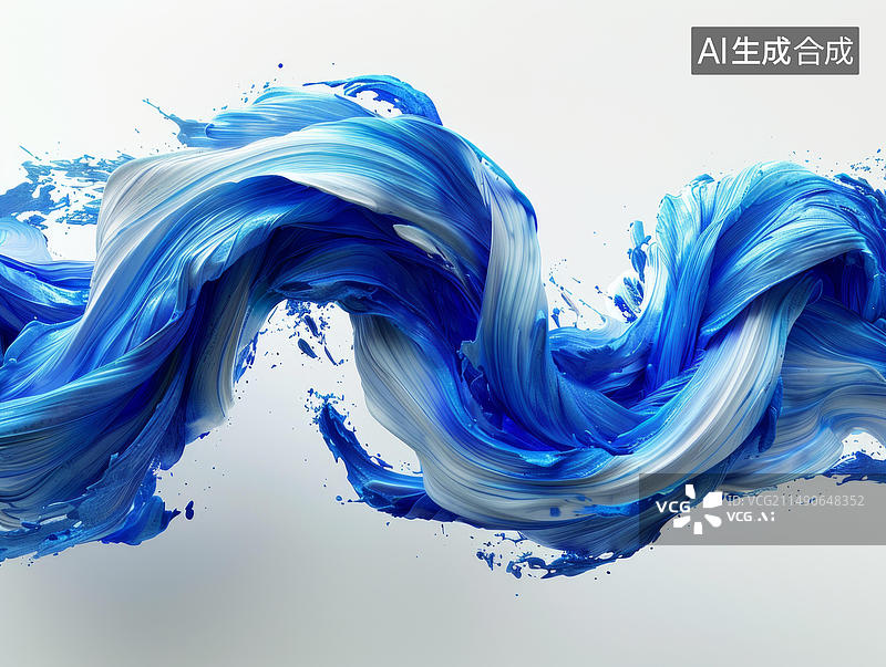 【AI数字艺术】蓝色和白色抽象画图片素材