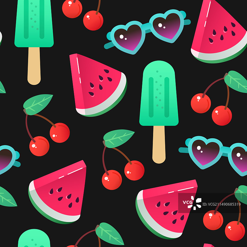 充满活力的夏季可爱无缝图案图片素材