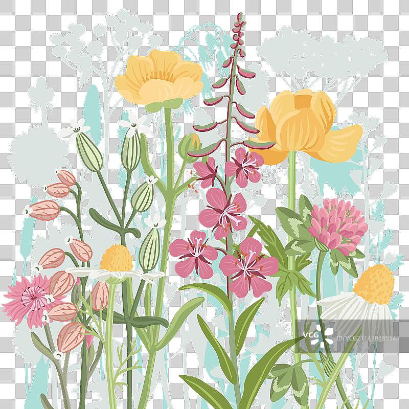 野花花束绘画图片素材