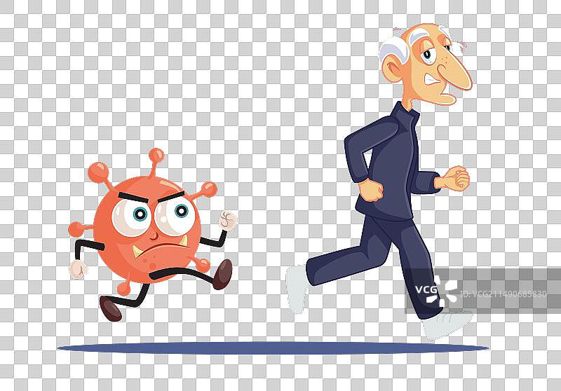 年长的男人逃离病毒性疾病图片素材