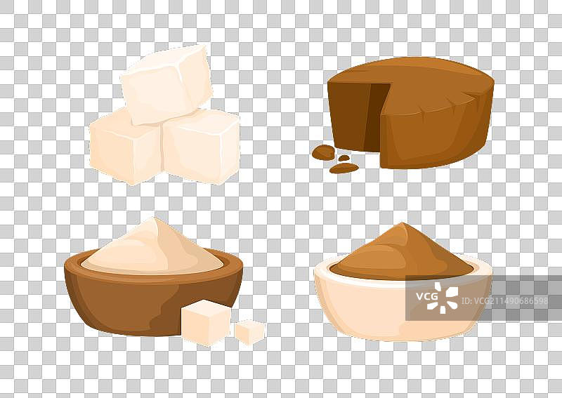白砂糖和红糖卡通合集图片素材