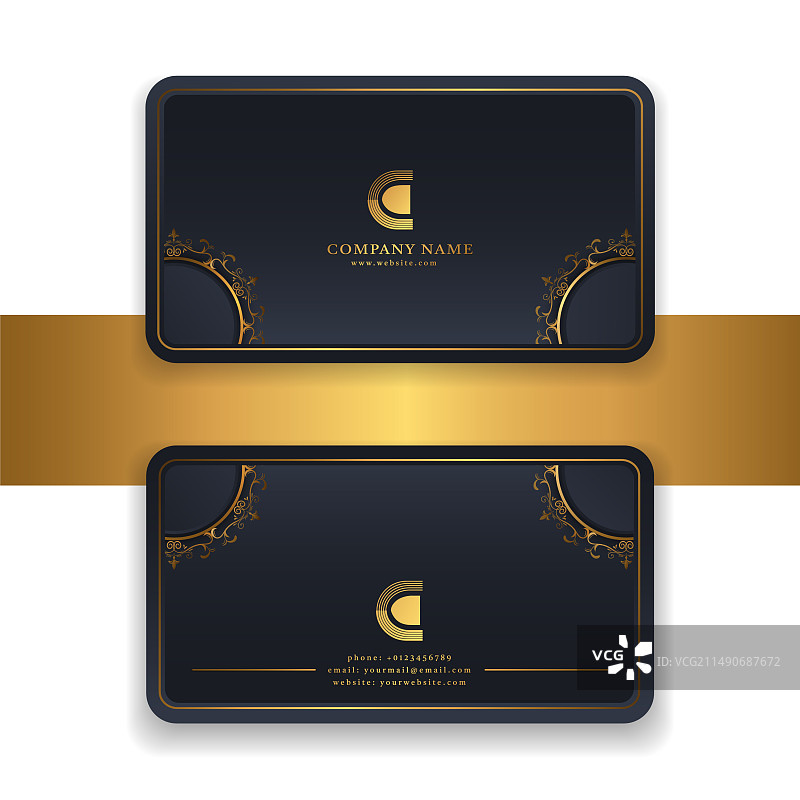 深蓝色商务名片模板图片素材