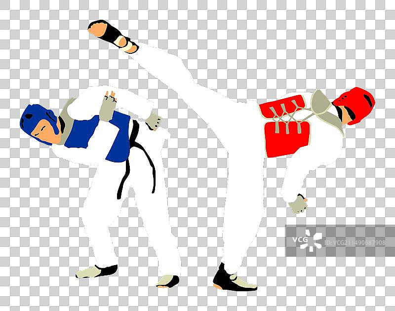 跆拳道选手之间的打斗图片素材