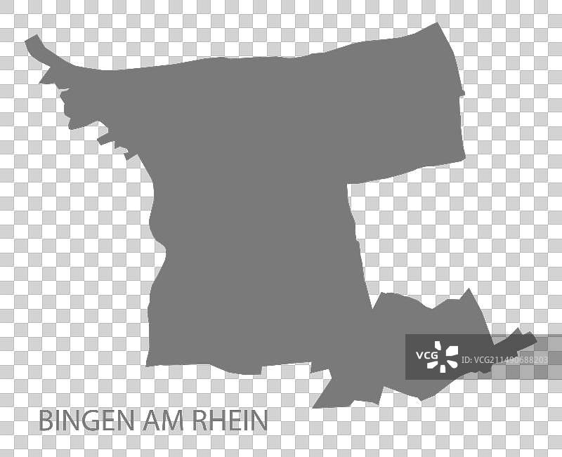 德国宾根市地图灰色剪影图片素材