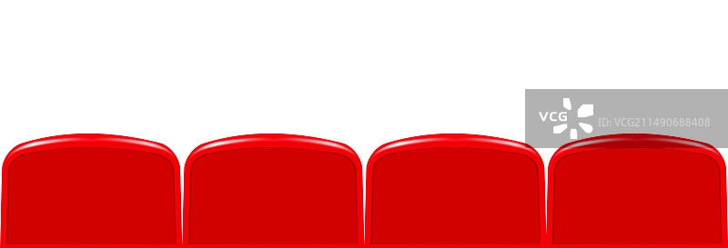 白色背景上的一排红色座位图片素材