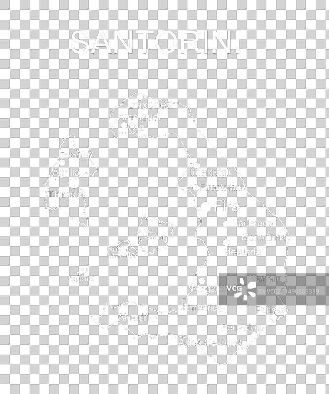希腊圣托里尼岛地图线条轮廓图片素材