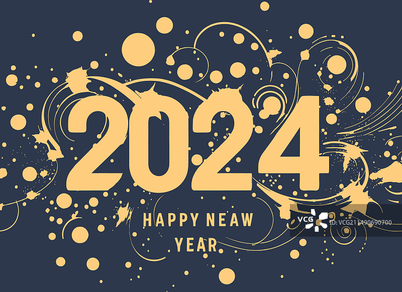 扁平风2024新年快乐图片素材