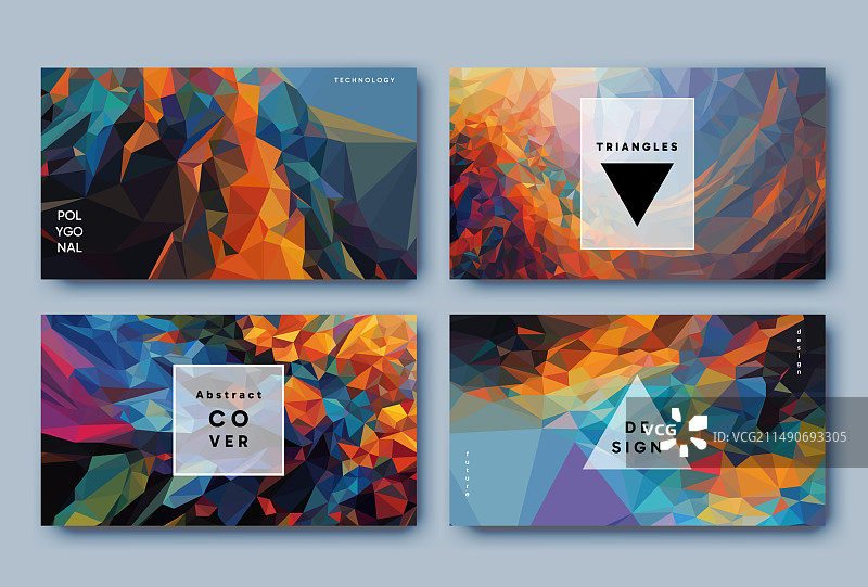 低多边形抽象彩色横幅16x9图片素材