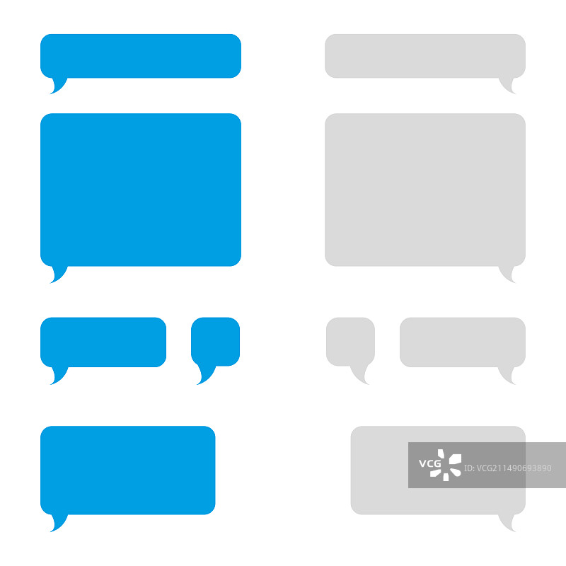 白色背景上的蓝色和灰色对话气泡图片素材
